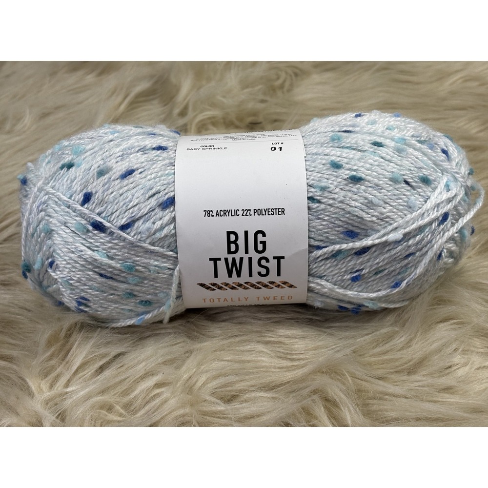 Big Twist Totally Tweed Yarn Baby Sprinkle 295 Yds Medium Acrylic Skein New